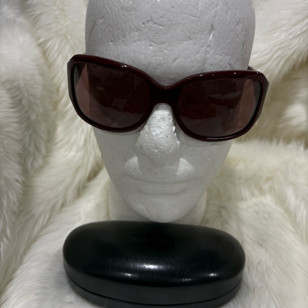 Nina Ricci NR3189 Burgundy Oversized Sunglasses Floral Temple 60-18 Case